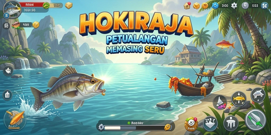 Tampilan gameplay HOKIRAJA yang seru saat menangkap ikan.