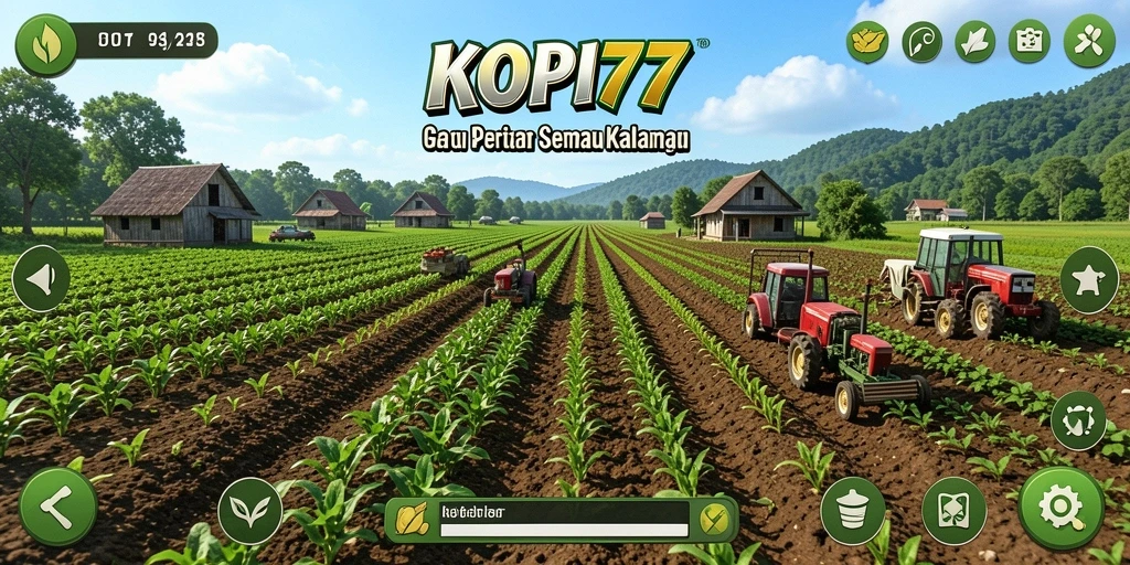 Tampilan gameplay KOPI77 menyajikan kebun yang subur dan menarik.