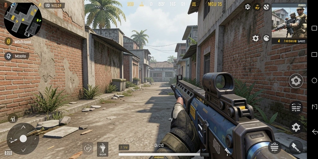 Tampilan gameplay seru MG525 dengan aksi tembak-menembak yang intens.