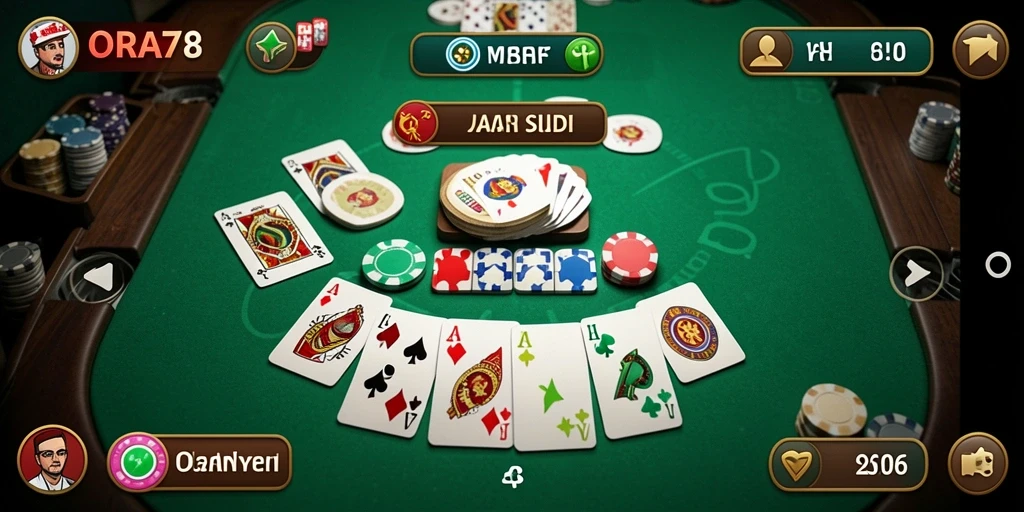 Tampilan screenshot utama ORA78 yang memperlihatkan serunya permainan Gaple.