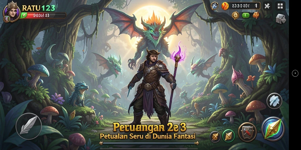Tampilan gameplay seru dari RATU123 dengan petualangan menantang.