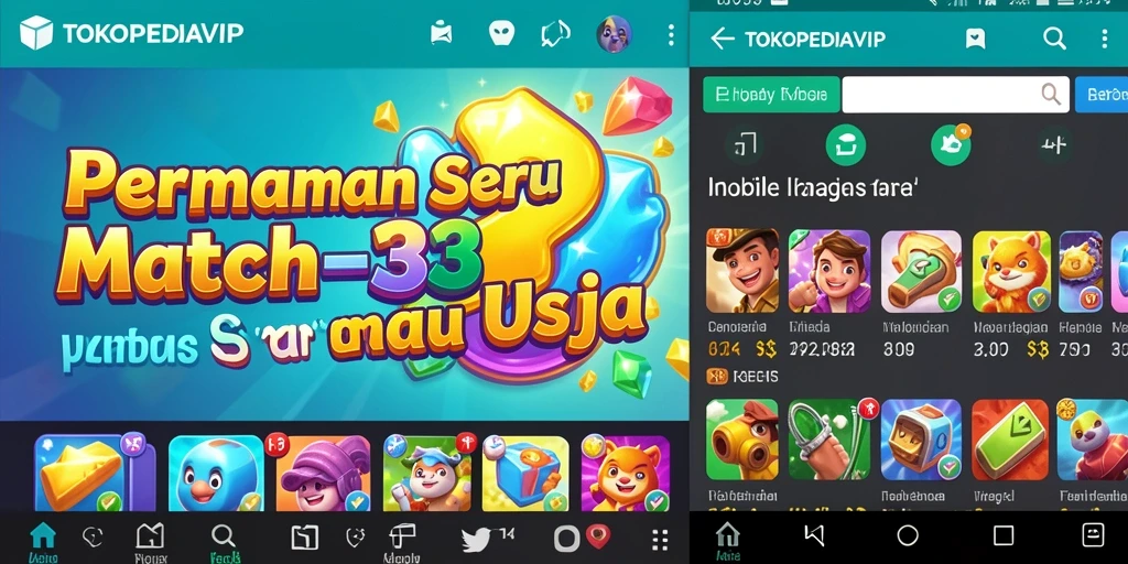Tangkapan layar utama TOKOPEDIAVIP menampilkan gameplay seru Match-3.